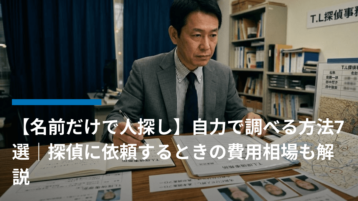 【名前だけで人探し】自力で調べる方法7選|探偵に依頼するときの費用相場も解説