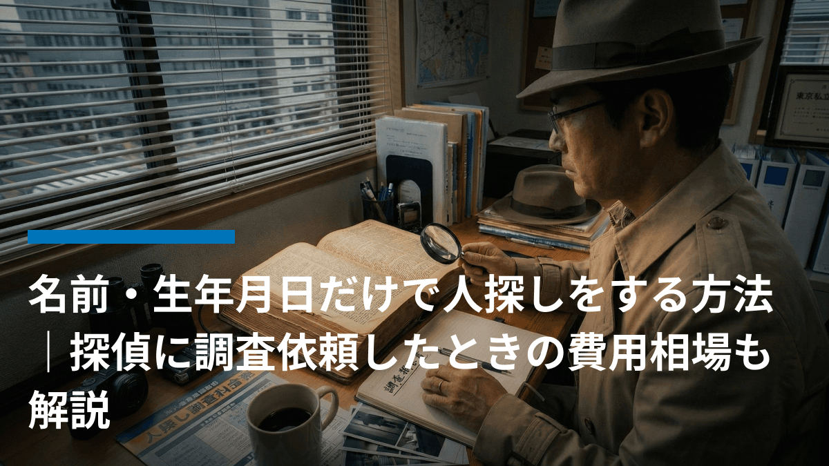 名前・生年月日だけで人探しをする方法|探偵に調査依頼したときの費用相場も解説